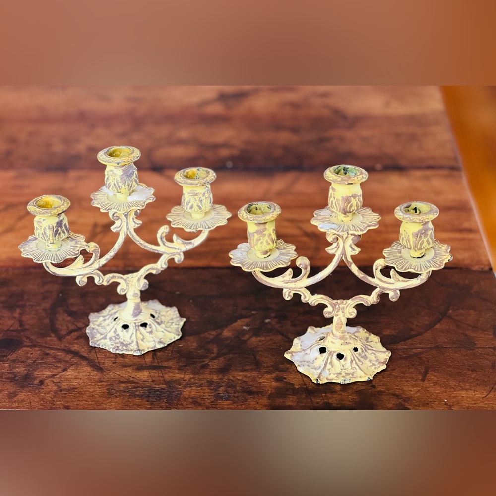 Louis XV Rococo Solid Metal Brass/Bronze Candelabras Set 2